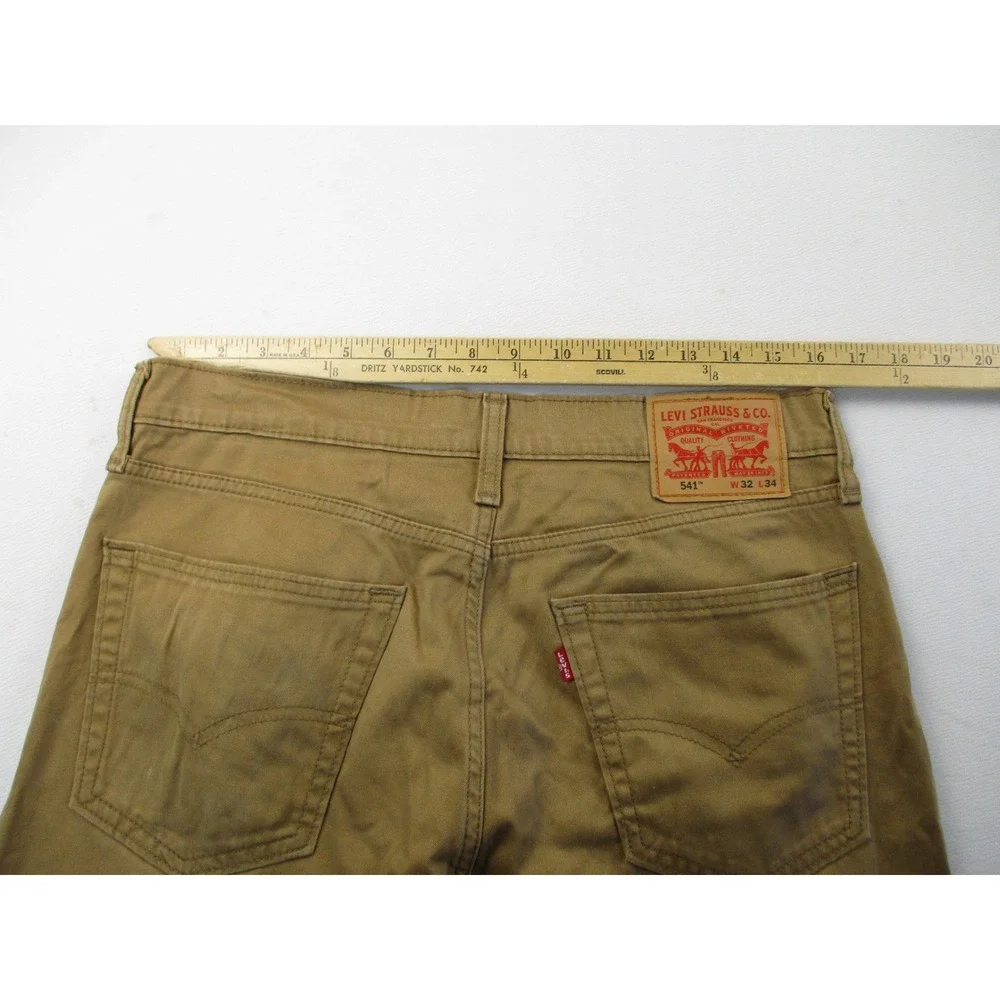 Levi's 541 Athletic Taper Pants Mens 32x34 Tan Khaki Stretch Utility Workwear